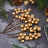 Meiwlong 10pcs Glitter Fake Artificial Gold Berries Picks Christmas Tree Decorations Foam Flower Core Wedding Garland