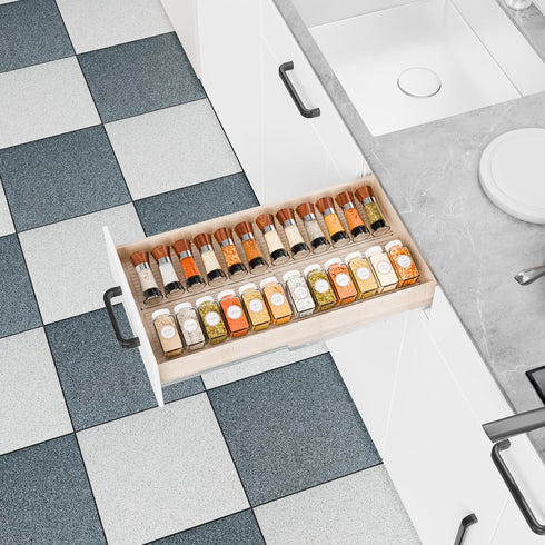 Yieach 4 Pack 11" 22" Adjustable In Drawer Spice Organizer - Expandable From to - Clear Acrylic Seasoning Organizer