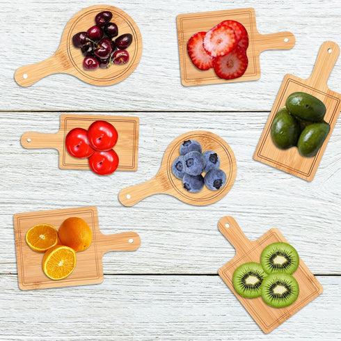 Charcuterie Boards, Cutting Board Set, 6 PCS Mini Bamboo Trays for Serving Food, Fruit Trays for Party Gifts