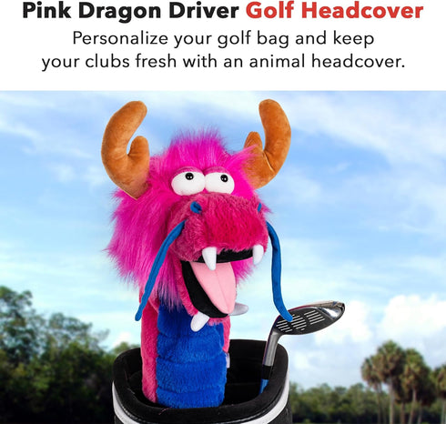 Daphne's Headcovers Pink Dragon Driver Headcover - Premium Funny Golf Club Covers - Stylish Protection for Your Clubs