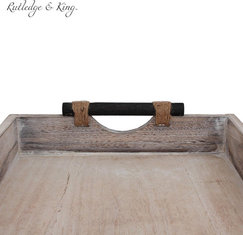Rutledge & King Bethany Serving Tray - Ottoman Tray/Decorative Tray - Coffee Table Tray/Round Wooden Tray - Breakfast