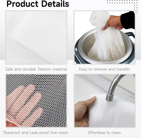4 Pcs Rice Net, 43.3" 39.4" Sushi Rice Cooking Net, Non-Stick Fine Mesh Cloths for Homes & Restaurants