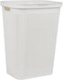 Mind Reader 60L Slim Laundry Hamper, Clothes Basket with Lid, Linen Design, Plastic, 18.25”L x 14.25”W x 23.5”H, White