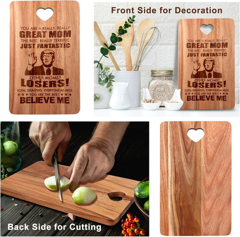 Gift for Mom - Wooden Cheese Charcuterie Board, Unique Christmas, Mother's Day, Birthday Presents