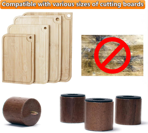 Walnut Cutting Board Feet, Non-Slip Self Adhesive Legs, Wooden Chopping Board Feet with Screw (Short)