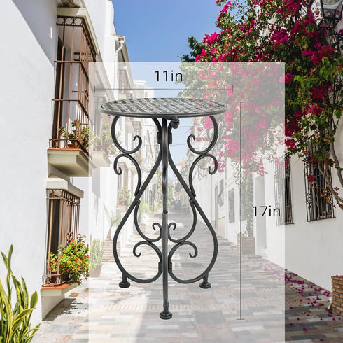 17" Black(1 Pack) NAKUPE Plant Stand Indoor & Outdoor Flower Pot Stand Tall Metal Plant Table,Single Planter Holder
