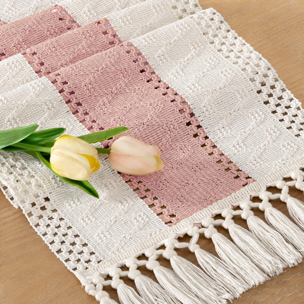 Socomi Boho Table Runner Macrame Long Easter Spring Farmhouse Woven Cotton Linen