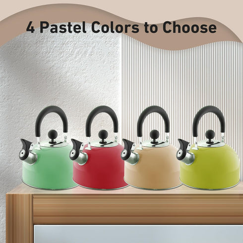 Lily's Home 2 Quart Stainless Steel Whistling Tea Kettle, Perfect Stovetop Tea and Water Boiler for Home or Dorm