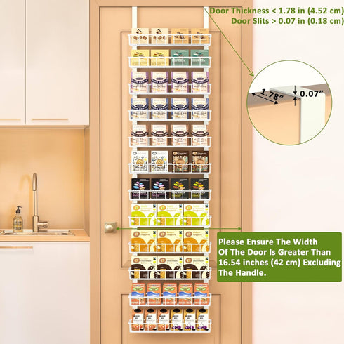12 12 Churboro Over the Door Pantry Organizer Rack with Adjustable Baskets, Tiers Dual-use Spice Rack- Hanging or Wall