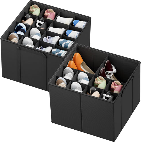 SpaceAid Shoe Organizer for Closet, 2 Pack Foldable Shoe Storage Containers Baskets