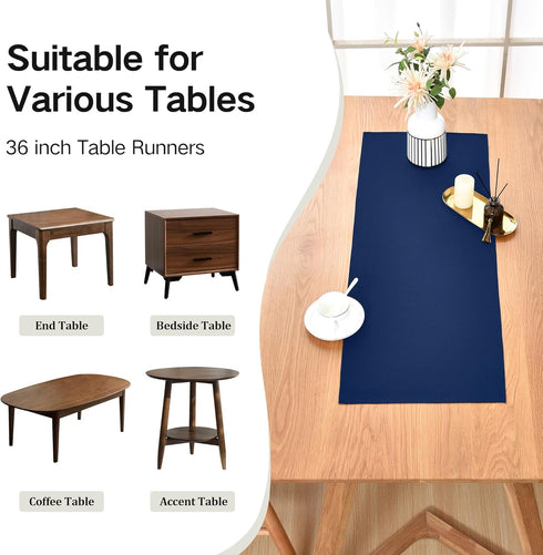 36 Inches 12X36 Inch Farmhouse Navy Blue Table Runner Small Short Table Runners Coffee Table Runner for Dresser Living