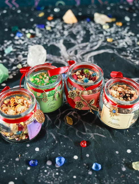 Witchcraft Jar Offering, Ritual Herbs and Resins for Divination, Protection, Altar Tools