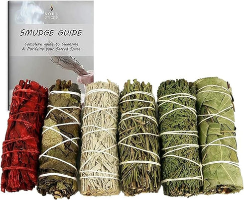 SOUL STICKS Smudge Stick Variety Gift Set - Bulk Sage Bundles for Space Cleansing, Smudging Wand Gift Set (Essential