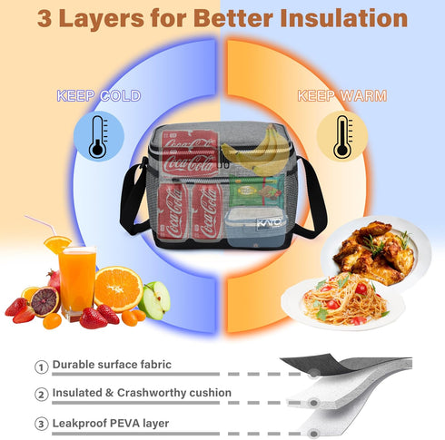 Tirrinia Insulated Lunch Box - Leakproof Lunch Bag for School, Work, Soft Cooler for Office, Picnic, Camping