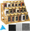 FIKWO 3 Tier Bamboo Spice Rack Organizer with 18 Spice Jars, 780 Labels,