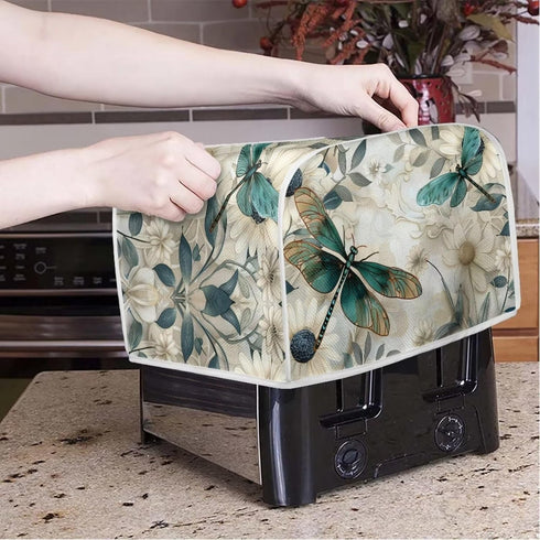 Dragonfly Daisy 4 Slice Toaster Cover, Stain Resistant Bakeware Covers, Washable Kitchen Organizer Bag