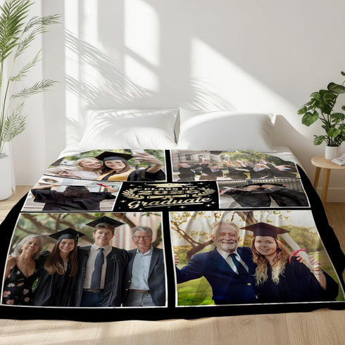 2026 2026 Personalized Graduation Blanket with Pictures, Graduation Gifts for Women & Men,Custom Class of Photo Gifts