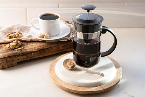 OGGI French Press Coffee Maker (12 fl oz) - 3 Cup / 350 ml Capacity, Stainless Steel Lid & Plunger, Black