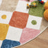 jinchan 4ft Macy Round Rug for Kids Room Modern Colorful Checkered Diamond Nursery Rug Indoor Washable Soft Non Slip