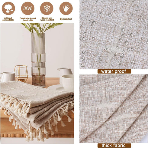 Ajerg 20x57inch Coffee Table Cloth, Boho Coffee Table Cover for Living Room Tablecloth Cover with Pockets & Tassel