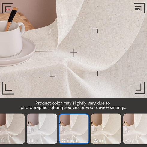 jinchan Beige Kitchen Curtains, Linen Tier Curtains 45 Inches, Farmhouse Cafe Light Filtering Flax Country Rustic 2