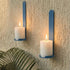 Set 2, Blue Wall Candle Sconces of Cast Iron Wall Mounted Candle Holders, Multi-Purpose Farmhouse & Minimalist Modern