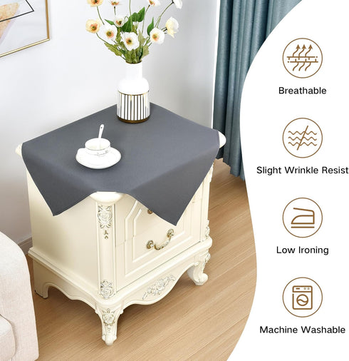 24x24 Inch Small Square Tablecloth Washable Polyester Side Table Cloth Solid Grey Heavy Duty End Table Cover for Dining