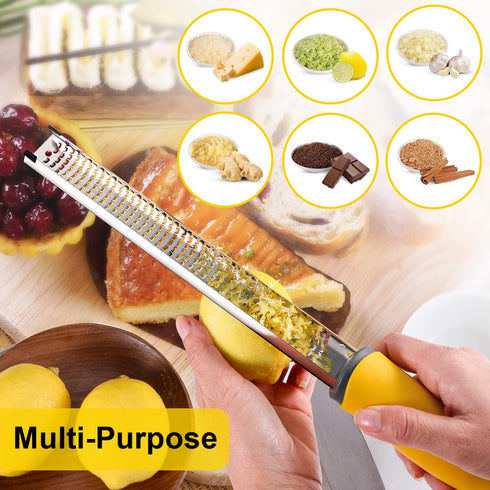 Professional Stainless Steel Lemon Zester & Grater, Premium Kitchen Tool for Cheese, Garlic, Vegetables & Fruits