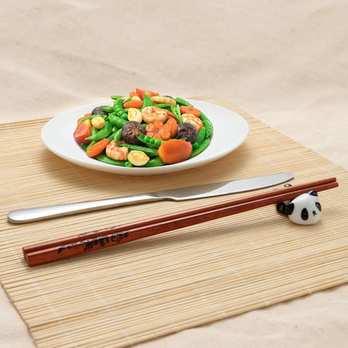Cute Panda Chopsticks and Rest Gift Set, Reusable Wooden Chopsticks with Ceramic Holder for Wedding Presents