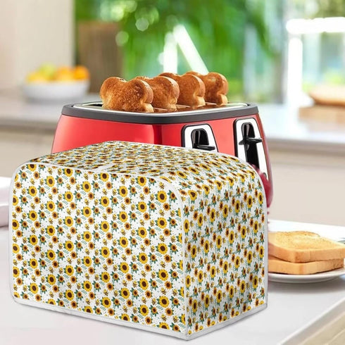 Sunflower Bee 2 Slice Toaster Cover, Machine Washable Polyester Kitchen Decor, Greasy Protector, Dust Cover