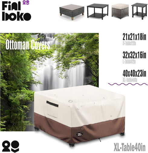 Finiboko Cover,40"L 40"W 23"H Furniture,100% 600D Patio Ottoman x x Square Patio Dining Table Cover for Outdoor