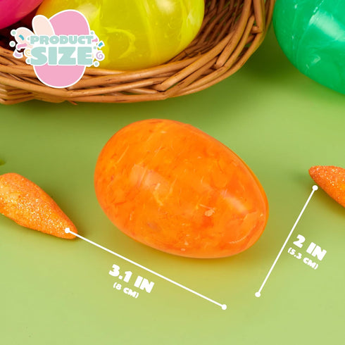 12 3.15" JOYIN Pcs Plastic Iridescent Printed Bright Easter Eggs Tall for Easter Hunt, Basket Stuffers Fillers