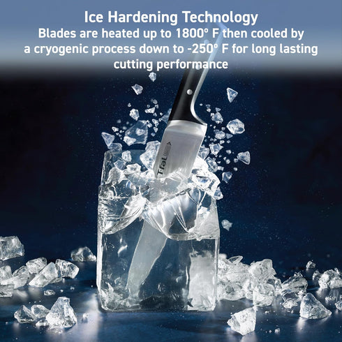 T-fal Ice Force German Stainless Steel Bread Knife 8 Inch, Long Lasting Sharpness, High Cutting Precision, Superior Durability, Ultra Sharp Blades, Cookware Kitchen Knife, Cook Kitchen Tool, Black by T-Fal