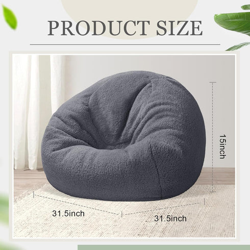 Sliner 2 Pcs Stuffed Animal Storage Bean Bag Chair Cover, Large Zipper Bean Bag Cover for Adults (No Filler), Soft