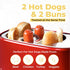 Nostalgia Retro Hot Dog and Bun Toaster with Mini Tongs, 2 Slot Cooker for Chicken, Turkey, Veggie Links, Red