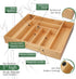 Utensil Drawer Organizer - 3" Deep 100% Bamboo Expandable Adjustable Kitchen Silverware Storage Tray with Magnetic Lock