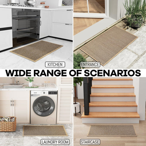 Kitchen Rug, Rubber Non Slip Washable Runner Mat, Absorbent Floor Mats for Sink, Laundry, Entryway