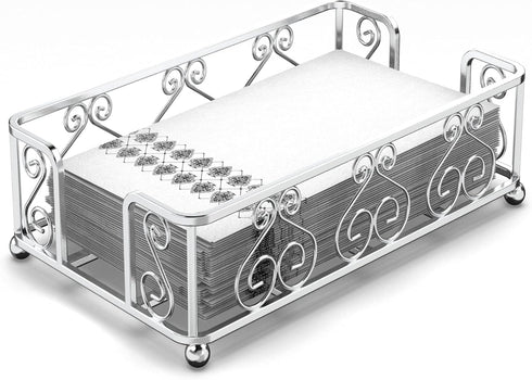 Silver Guest Towel Holder Tray for Bathroom Napkin Organizer for Disposable Hand