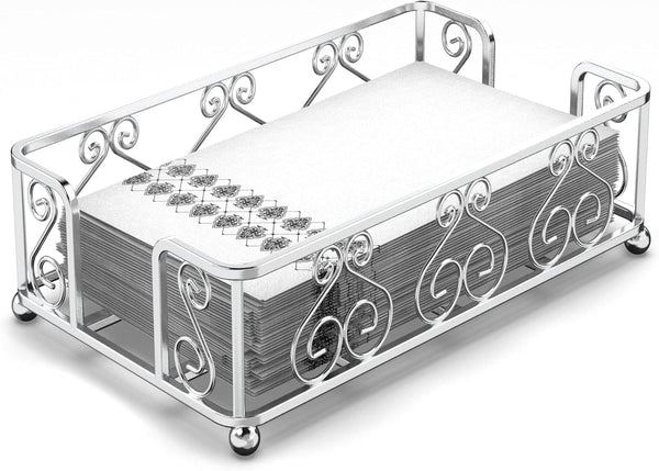 Silver Guest Towel Holder Tray for Bathroom Napkin Organizer for Disposable Hand