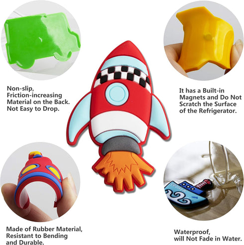 WISESTAR 26PCS Transports Rubber Fridge Magnets for Kids - Aircraft, Boat, Vehicle, Educational Toy Tool