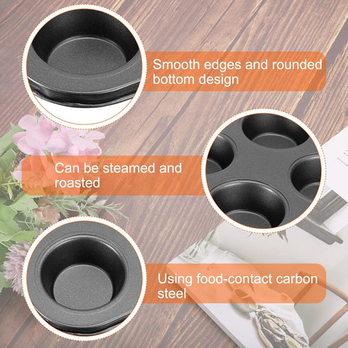 uxcell Cupcake Pan, 24-Cup Non-Stick Muffins Baking Pan, Carbon Steel Cake Molds, Grey