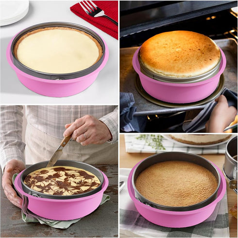 Cheesecake Pan Protector for 9, 9.5, 10 Inch Round Springform Pan, Silicone Water Bath Pan for Baking Accessories