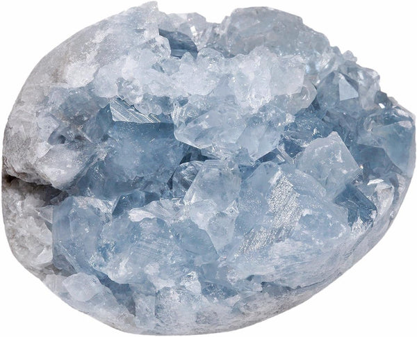 rockcloud Large Natural Raw Blue Celestite Mineral Healing Crystal Cluster Geode Irregular Home Decoration Specimen