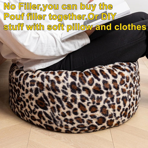 Asuprui Animal Pouf Ottoman Unstuffed Ottoman Foot Rest Round Fuzzy Pouf Seat Bean Bag Foot Rest Foldable Floor Chair