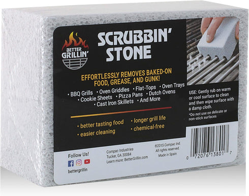 Better Grillin Scrubbin Stone Grill Cleaning Brick Block | Griddle Stone |