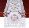 Dresser Scarf Handmade Crochet Cotton Lace Table Runner, Ribbon Embroidery (17 x 56 inches)