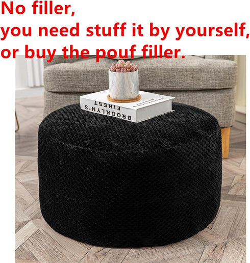 20x20x12 Inches Asuprui Unstuffed Pouf Ottoman Round Poof Ottoman No Filler Soft Faux Fur Foot Stool Fuzzy Chair Floor