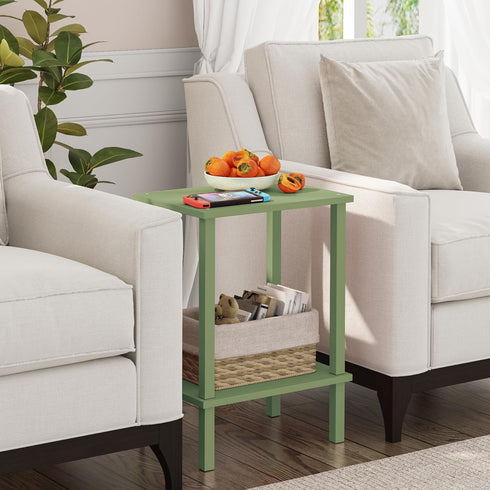 2-Tier TB01BOG034 TUTOTAK End Table, Side Table, Nightstand, Storage Shelf, Sofa Side Table for Small Space, Living