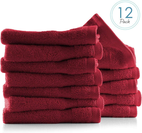 12 Pack 100% 13"x13" Hearth & Harbor Washcloths - Cotton Washcloth for Body and face, High Absorbent and Soft Body Wash