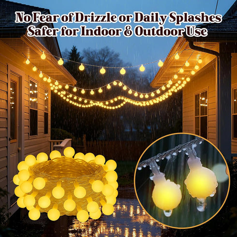 PJT 200 66FT 8 Cozy String Lights for Bedroom, LED Globe Plug in Fairy Lights, Connectable Warm White Twinkle Lights